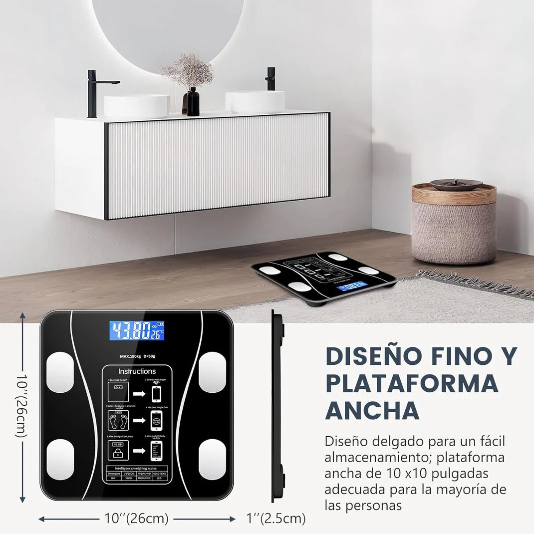 Báscula BioSmart™ - 13 mediciones inteligentes en segundos.