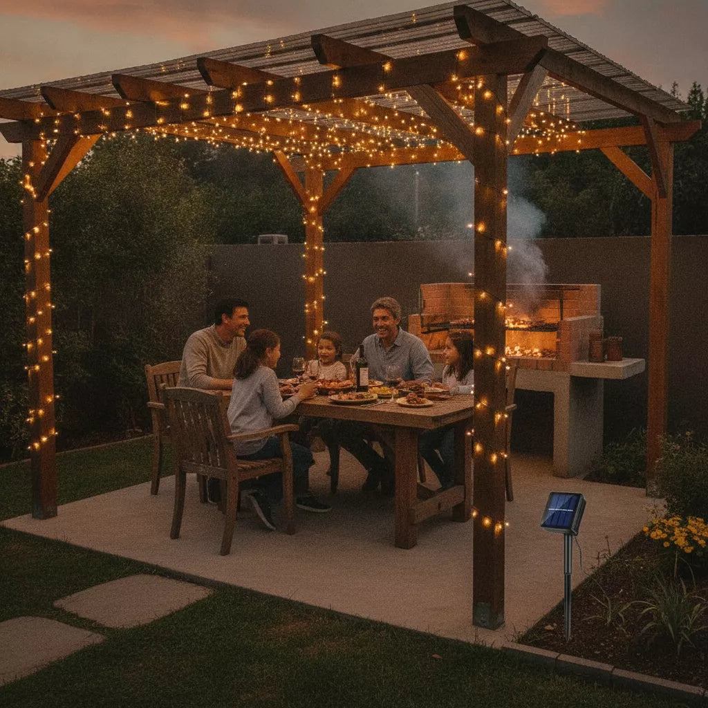 Guirnalda Solar Navideña LED 20 Metros -  Ilumina tu hogar esta Navidad y crea un ambiente cálido y acogedor, sin necesidad de enchufes