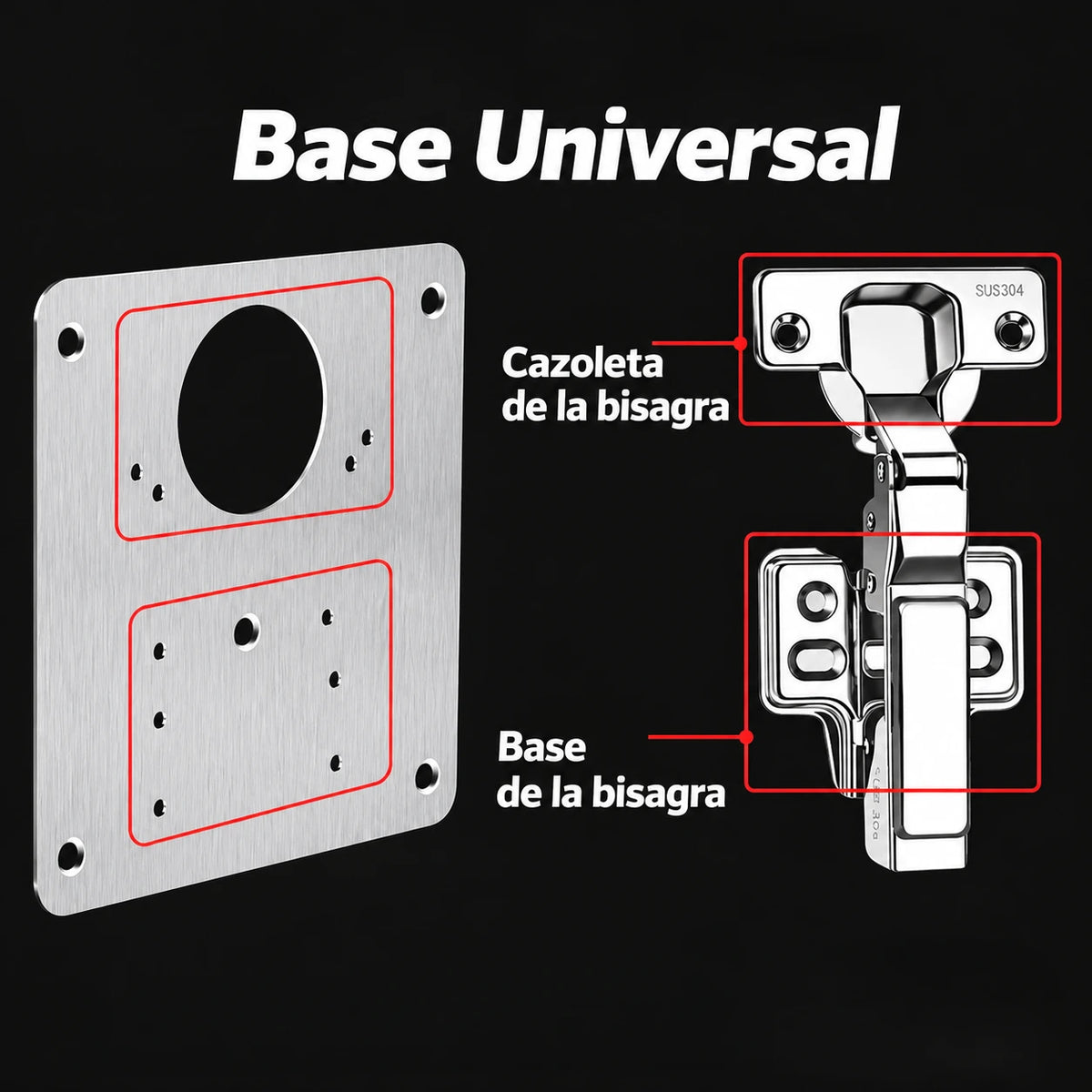 Kit de 4 Placas Reparadoras de Bisagras