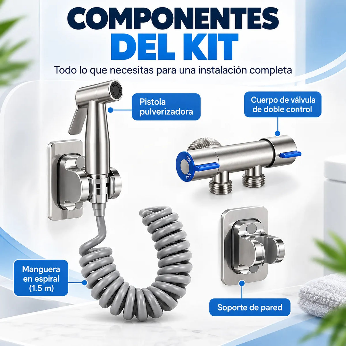 AquaClean Pro™ - Una solución práctica para tu higiene personal y la limpieza del baño.