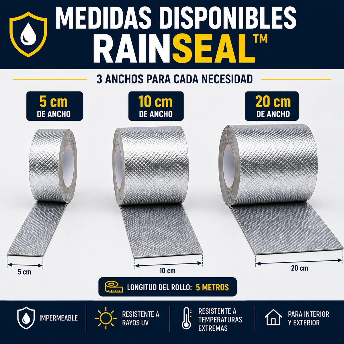 RainSeal™ - Sella filtraciones antes de que las lluvias empeoren el problema.