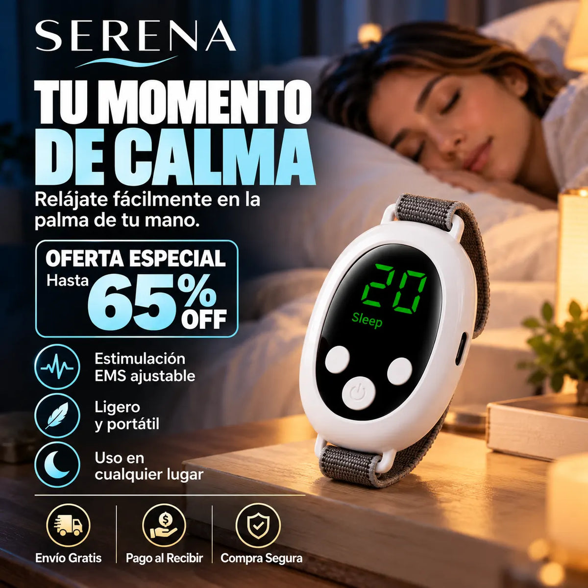 Serena - Disfruta un momento de relajación y prepárate para descansar mejor.