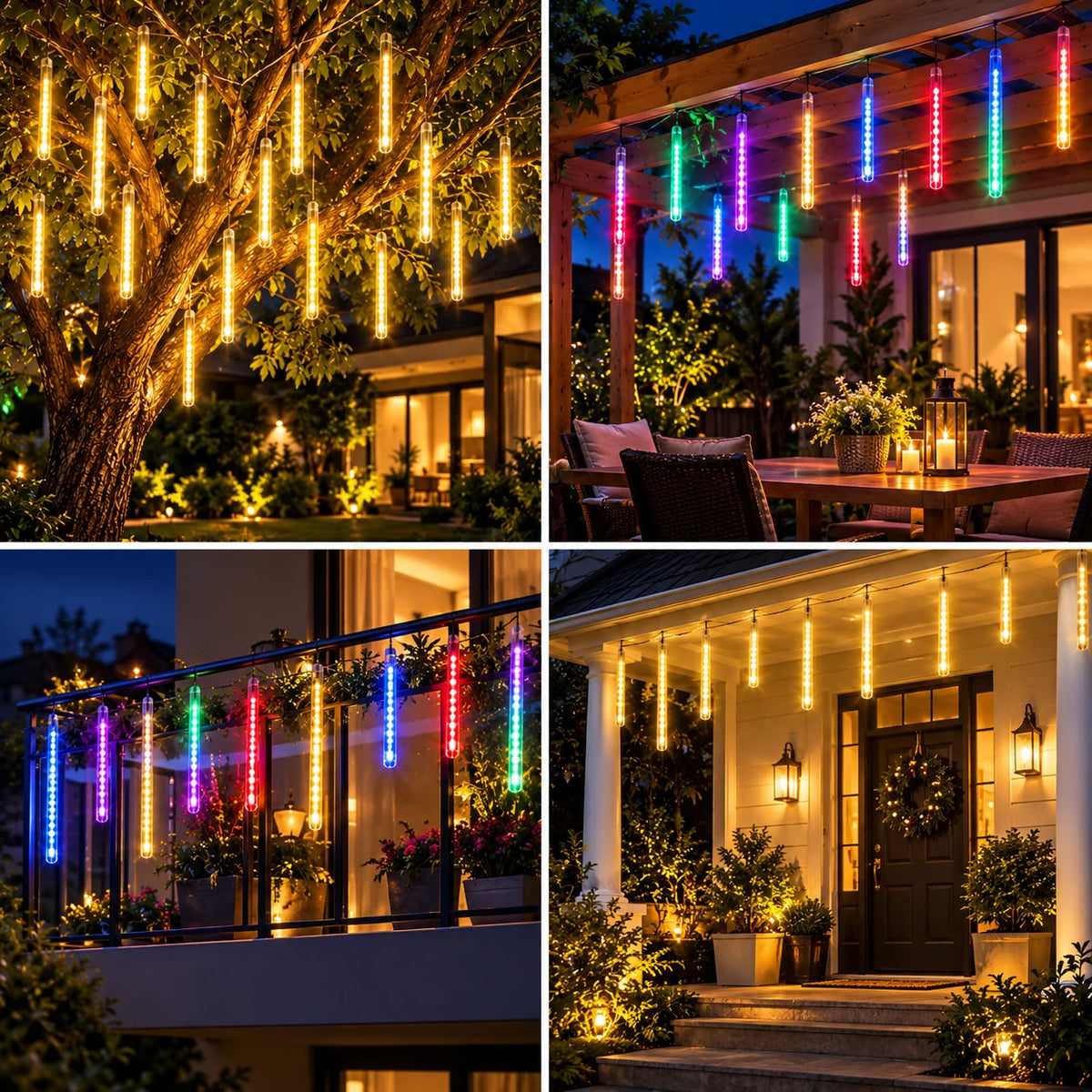 Luces Solares LED Lluvia de Meteoritos - Haz que tu casa destaque esta Navidad con una decoración que sorprende