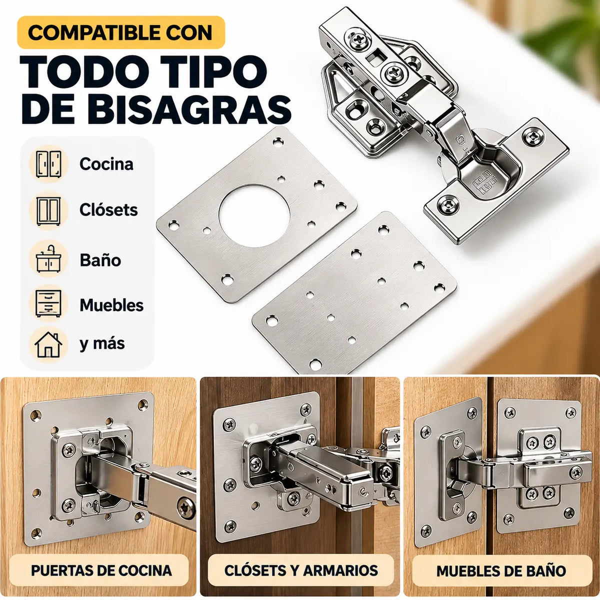 Kit de 4 Placas Reparadoras de Bisagras